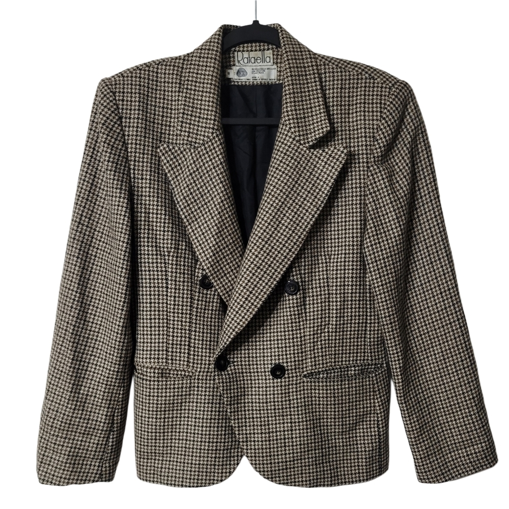 Rafaella Vintage Black and White Houndstooth Blazer Size 8